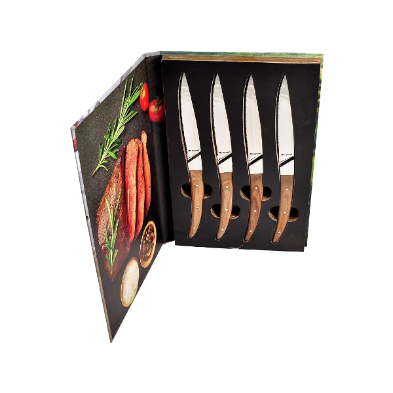Steak knives in light wood