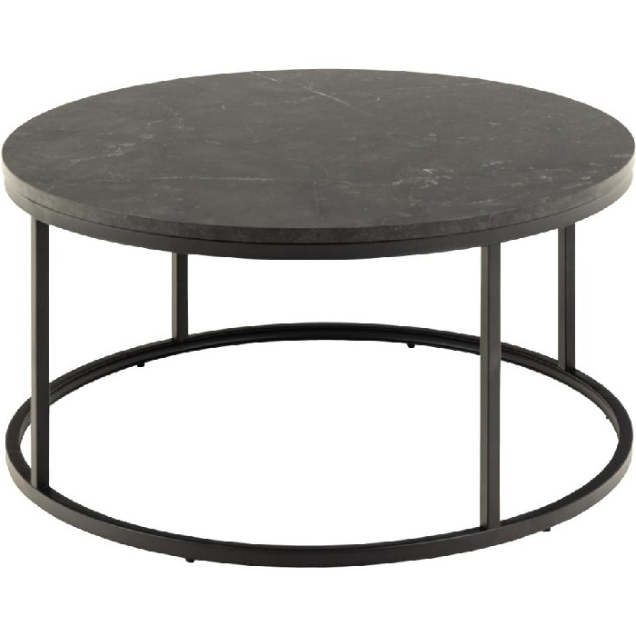 Marble round black coffee table