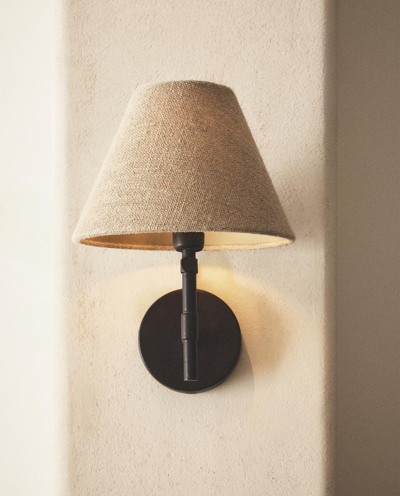 Wall lamp with linen lampshade set of 2